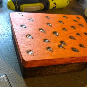 wooden clutch with the resin clear bottom